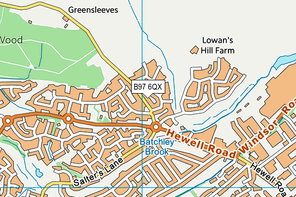 B97 6QX map - OS VectorMap District (Ordnance Survey)