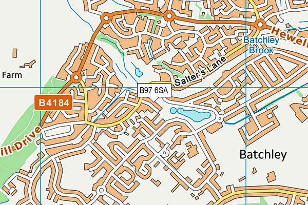 B97 6SA map - OS VectorMap District (Ordnance Survey)