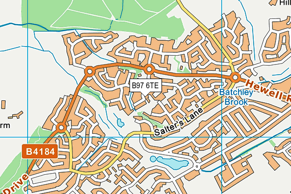 B97 6TE map - OS VectorMap District (Ordnance Survey)