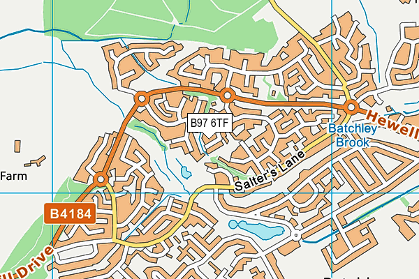 B97 6TF map - OS VectorMap District (Ordnance Survey)