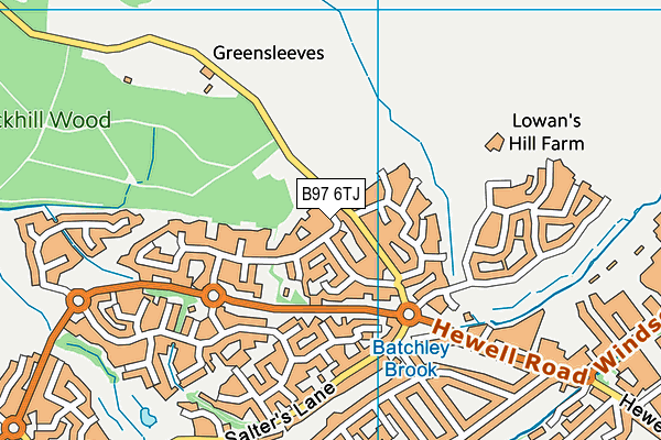 B97 6TJ map - OS VectorMap District (Ordnance Survey)