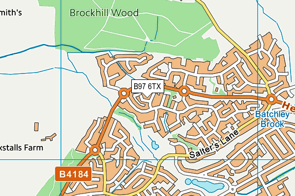 B97 6TX map - OS VectorMap District (Ordnance Survey)