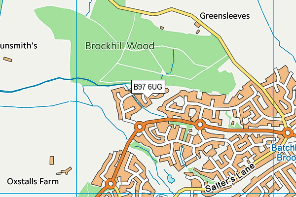 B97 6UG map - OS VectorMap District (Ordnance Survey)