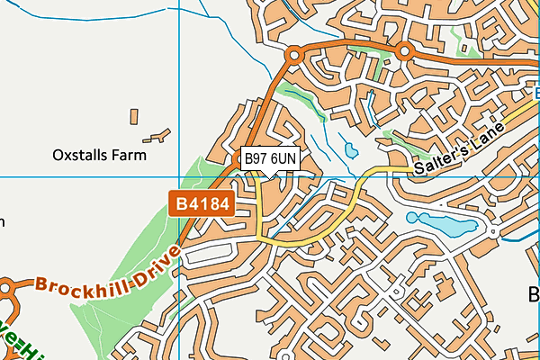 B97 6UN map - OS VectorMap District (Ordnance Survey)