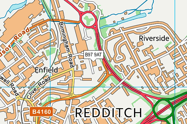 B97 9AT map - OS VectorMap District (Ordnance Survey)