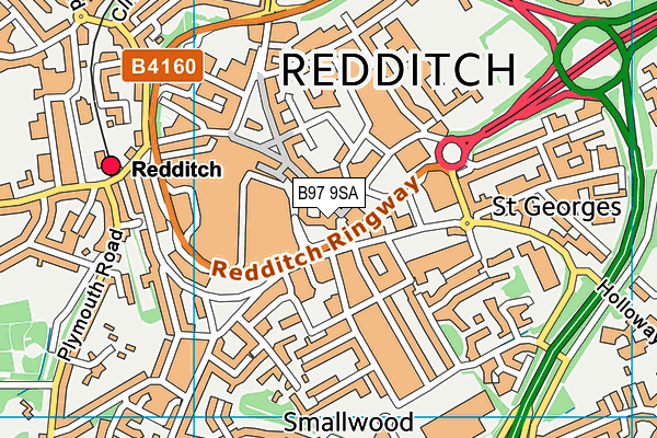 B97 9SA map - OS VectorMap District (Ordnance Survey)