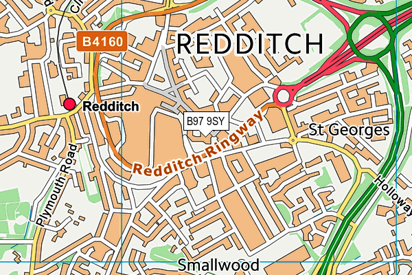 B97 9SY map - OS VectorMap District (Ordnance Survey)