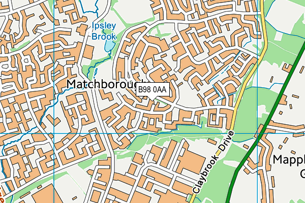 B98 0AA map - OS VectorMap District (Ordnance Survey)