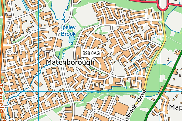 B98 0AG map - OS VectorMap District (Ordnance Survey)