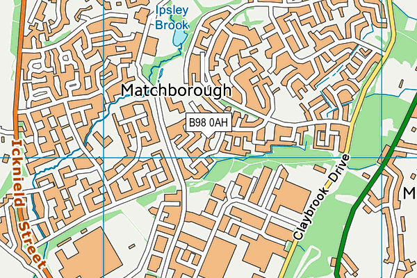 B98 0AH map - OS VectorMap District (Ordnance Survey)