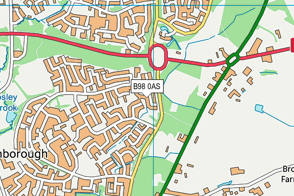 B98 0AS map - OS VectorMap District (Ordnance Survey)