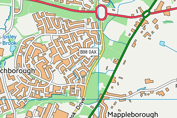 B98 0AX map - OS VectorMap District (Ordnance Survey)