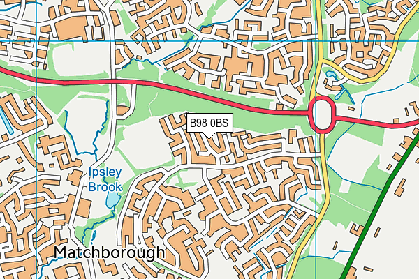 B98 0BS map - OS VectorMap District (Ordnance Survey)