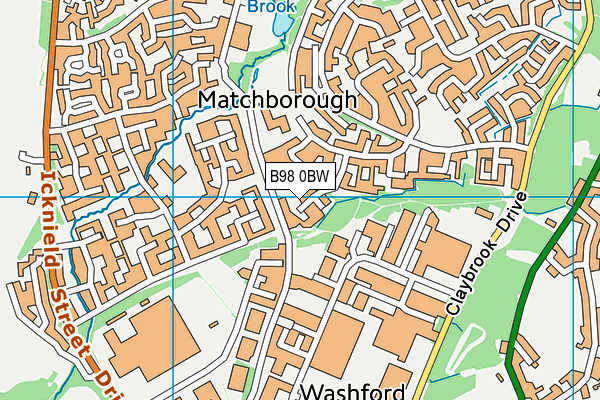 B98 0BW map - OS VectorMap District (Ordnance Survey)