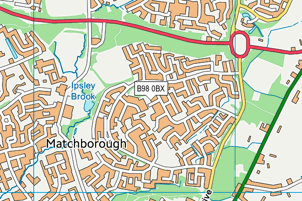 B98 0BX map - OS VectorMap District (Ordnance Survey)