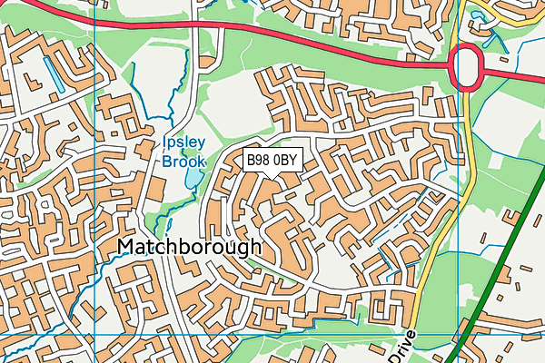 B98 0BY map - OS VectorMap District (Ordnance Survey)
