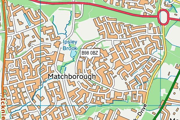 B98 0BZ map - OS VectorMap District (Ordnance Survey)