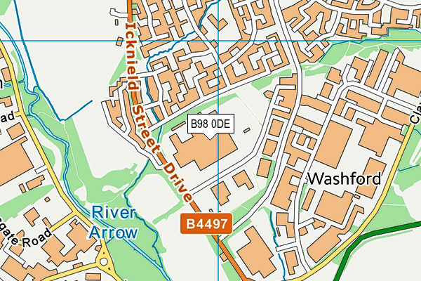 B98 0DE map - OS VectorMap District (Ordnance Survey)