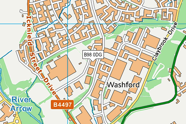 B98 0DG map - OS VectorMap District (Ordnance Survey)