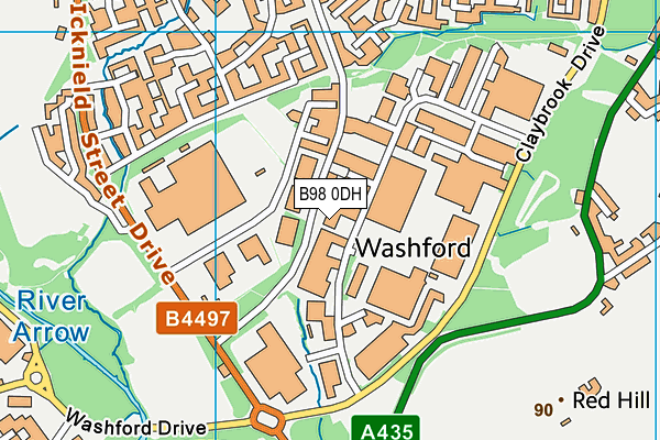 B98 0DH map - OS VectorMap District (Ordnance Survey)