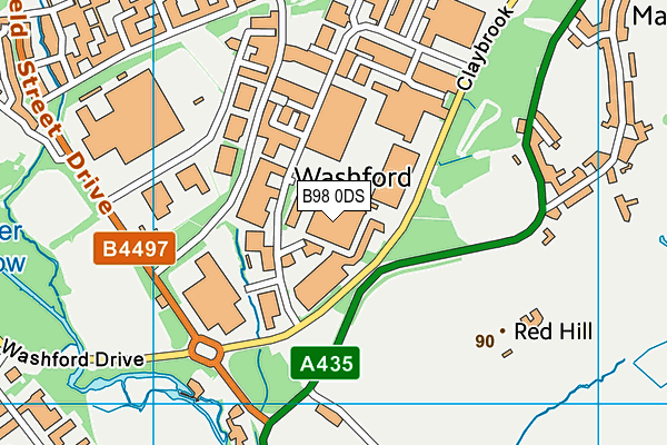 B98 0DS map - OS VectorMap District (Ordnance Survey)