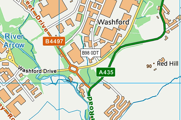 B98 0DT map - OS VectorMap District (Ordnance Survey)