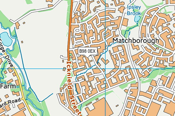 B98 0EX map - OS VectorMap District (Ordnance Survey)
