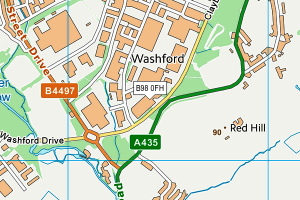 B98 0FH map - OS VectorMap District (Ordnance Survey)