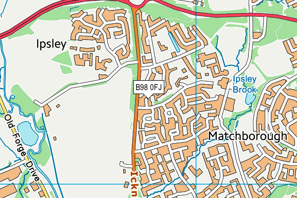 B98 0FJ map - OS VectorMap District (Ordnance Survey)