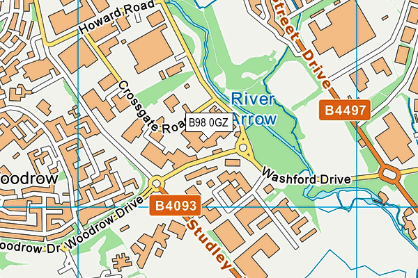 B98 0GZ map - OS VectorMap District (Ordnance Survey)