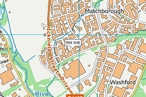 B98 0HB map - OS VectorMap District (Ordnance Survey)