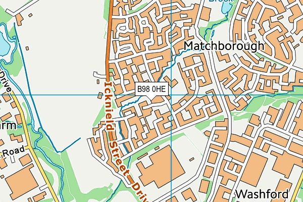 B98 0HE map - OS VectorMap District (Ordnance Survey)