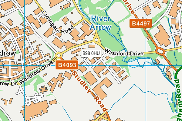 B98 0HU map - OS VectorMap District (Ordnance Survey)
