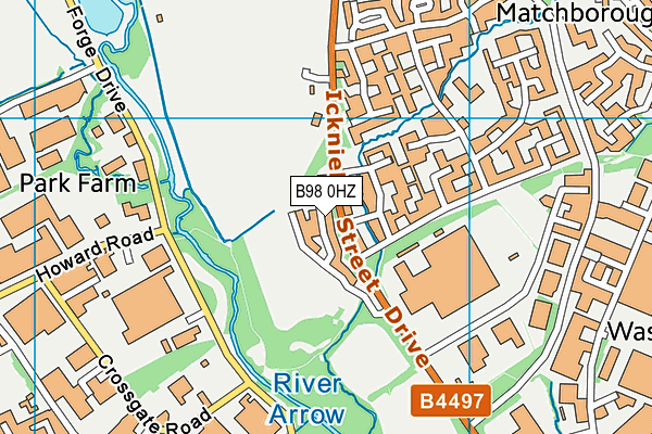 B98 0HZ map - OS VectorMap District (Ordnance Survey)