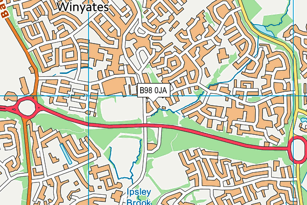 B98 0JA map - OS VectorMap District (Ordnance Survey)