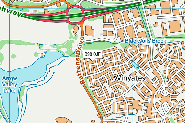 B98 0JF map - OS VectorMap District (Ordnance Survey)