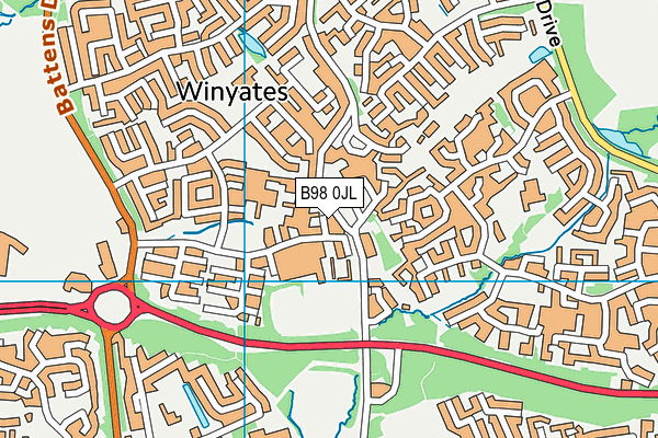 B98 0JL map - OS VectorMap District (Ordnance Survey)