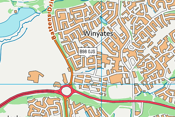 B98 0JS map - OS VectorMap District (Ordnance Survey)