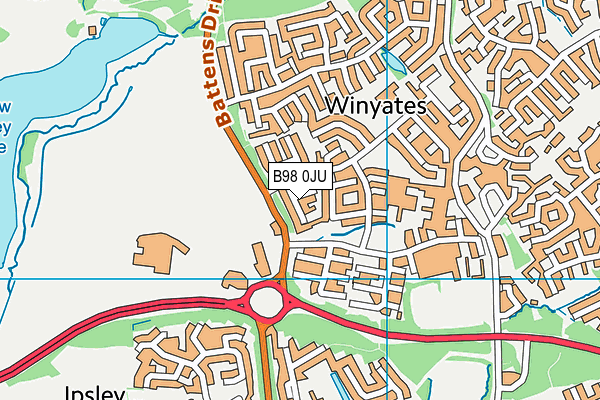 B98 0JU map - OS VectorMap District (Ordnance Survey)