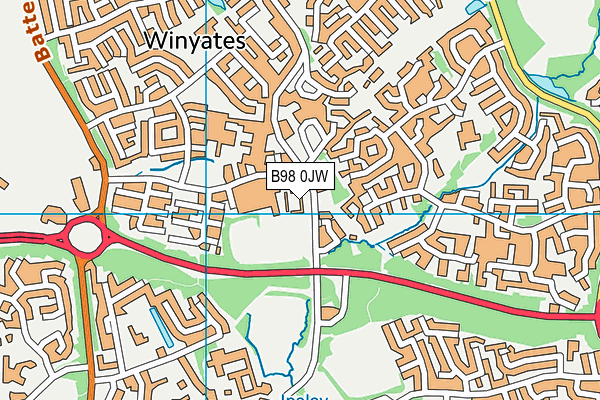 B98 0JW map - OS VectorMap District (Ordnance Survey)