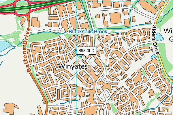 B98 0LD map - OS VectorMap District (Ordnance Survey)