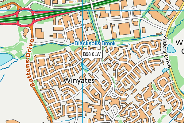 B98 0LW map - OS VectorMap District (Ordnance Survey)