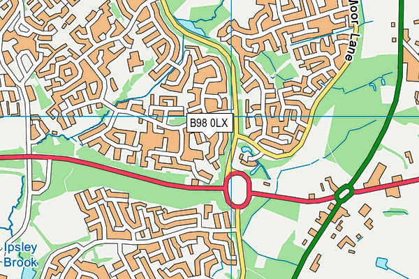 B98 0LX map - OS VectorMap District (Ordnance Survey)