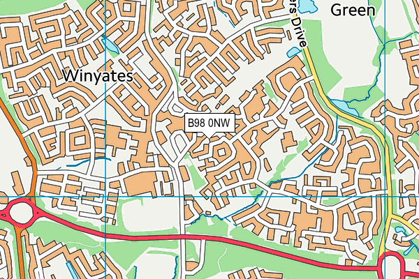 B98 0NW map - OS VectorMap District (Ordnance Survey)