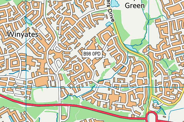 B98 0PD map - OS VectorMap District (Ordnance Survey)