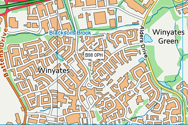 B98 0PH map - OS VectorMap District (Ordnance Survey)