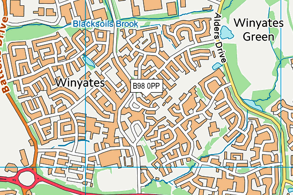 B98 0PP map - OS VectorMap District (Ordnance Survey)