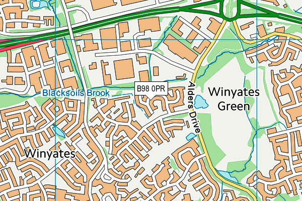 B98 0PR map - OS VectorMap District (Ordnance Survey)