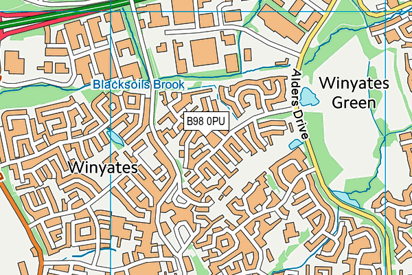 B98 0PU map - OS VectorMap District (Ordnance Survey)