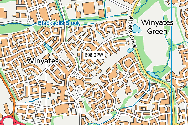 B98 0PW map - OS VectorMap District (Ordnance Survey)